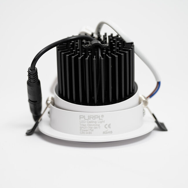 LED Inbouwspot - 7W - 2700K Warm wit - Ø108mm - Dimbaar - IP40 - Kantelbaar - Rond - Wit