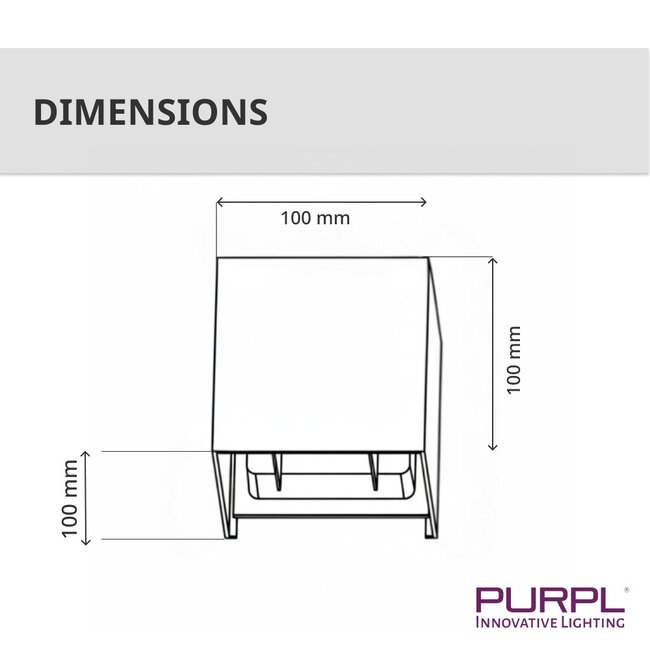 PURPL COB LED wandlamp - 6W - 3000K Warm Wit - Up & Down Light - IP54 - Voor Buiten en Binnen - Kubus - Zwart
