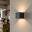 PURPL COB LED wandlamp - 6W - 3000K Warm Wit - Up & Down Light - IP54 - Voor Buiten en Binnen - Kubus - Zwart