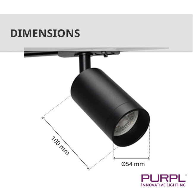 LED railspot - GU10 armatuur - Ø54x100mm - 1-fase - Zwart