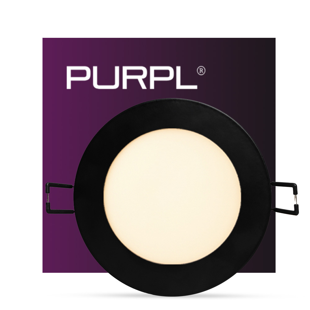 PURPL LED Downlight - 6W - ø120 mm - 3000K Warm Wit - IP40 - Inbouw - Rond - Zwart