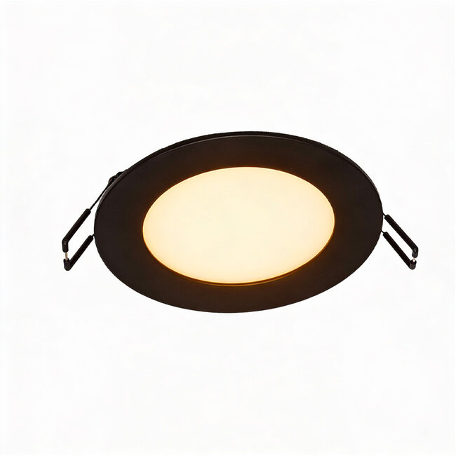 LED Downlight - 6W - ø120 mm - 3000K Warm Wit - IP40 - Inbouw - Rond - Zwart
