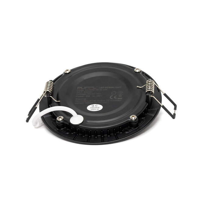 PURPL LED Downlight - 6W - ø120 mm - 3000K Warm Wit - IP40 - Inbouw - Rond - Zwart