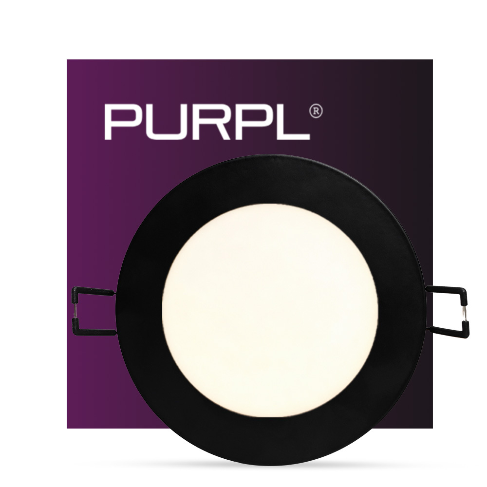 PURPL LED Downlight - 6W - ø120 mm - 4000K Helder Wit - IP40 - Inbouw - Rond - Zwart