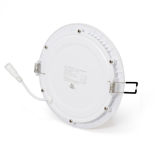 PURPL LED Downlight - 12W - ø170 mm - 3000K Warm Wit - IP40 - Inbouw - Rond - Wit