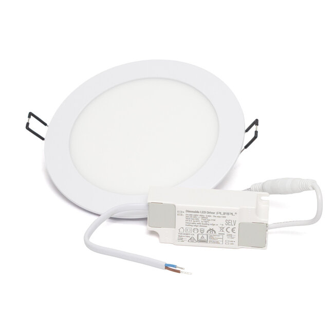 PURPL LED Downlight - 12W - ø170 mm - 6000K Koud Wit - IP40 - Inbouw - Rond - Wit