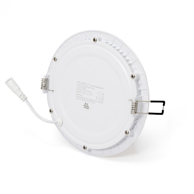 LED Downlight - 12W - ø170 mm - 6000K Koud Wit - IP40 - Inbouw - Rond - Wit