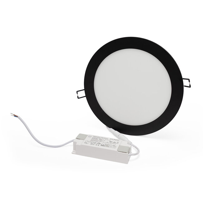 PURPL LED Downlight - 18W - ø225 mm - 3000K Warm Wit - IP40 - Inbouw - Rond - Zwart