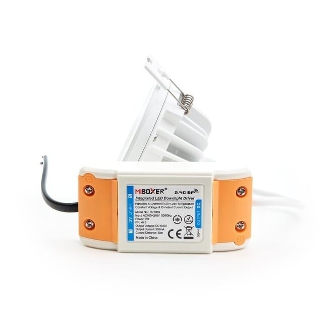 MiBoxer/Mi-Light LED Downlight - 6W - ø108mm - RGB+CCT (2700K-6500K) - IP54 - Inbouw - Rond - RF 2.4Ghz - FUT063