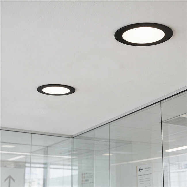 LED Downlight - 18W - ø225mm - 4000K Helder Wit - IP40 - Inbouw - Rond - Zwart