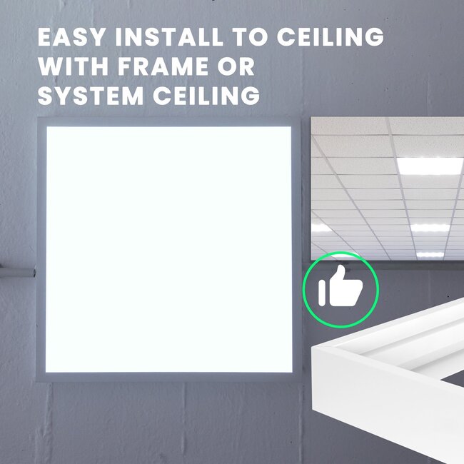 LED Paneel - 62x62 - 6000K Koud wit - 33W - 3300 lm -100 lm/W - UGR<22 - Flikkervrij - Edge-lit