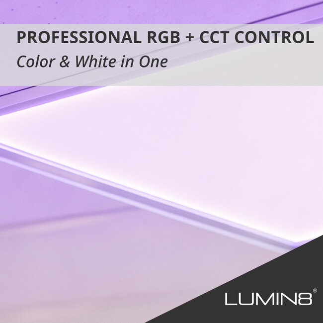 Lumin8 LED Paneel - 60x120 - RGB+CCT (2700K-6500K) - Dimbaar - 60W - 100 lm/W - UGR<22 - IP40 - Flikkervrij - Back-lit