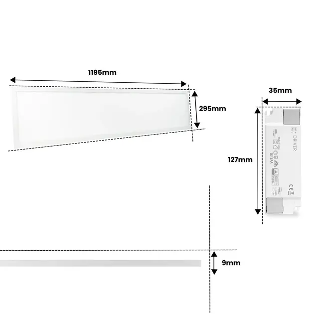 PURPL LED Paneel - 30x120 - 4000K Helder Wit - 33W - 3300 lm - 100 lm/W - UGR<22 - Flikkervrij - Edge-lit