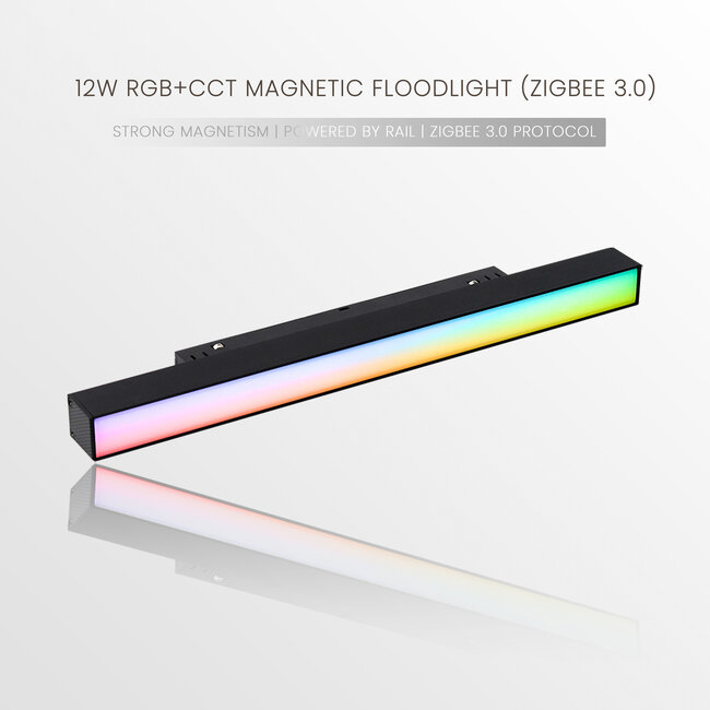 MiBoxer/Mi-Light 48V Magnetische Lineaire LED lamp - RGB+CCT (2700K-6500K) - 12W - 700 lm - Zigbee 3.0 - Dimbaar - IP44 - Zwart