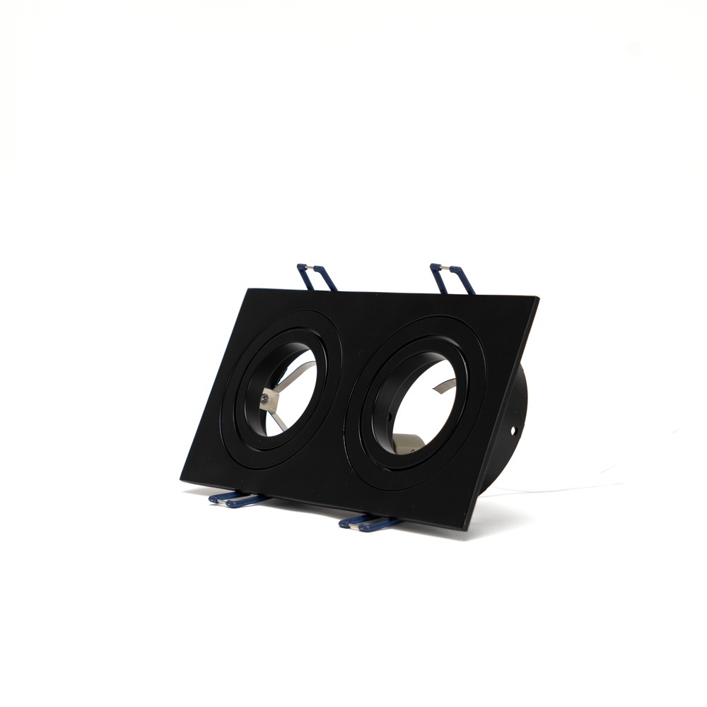 PURPL Dubbele Inbouwspot GU10 Armatuur - Lage Inbouwhoogte - GU10 Fitting - 175x92x25 mm - Kantelbaar - Aluminium - IP44 - Zwart, foto 4 van 6
