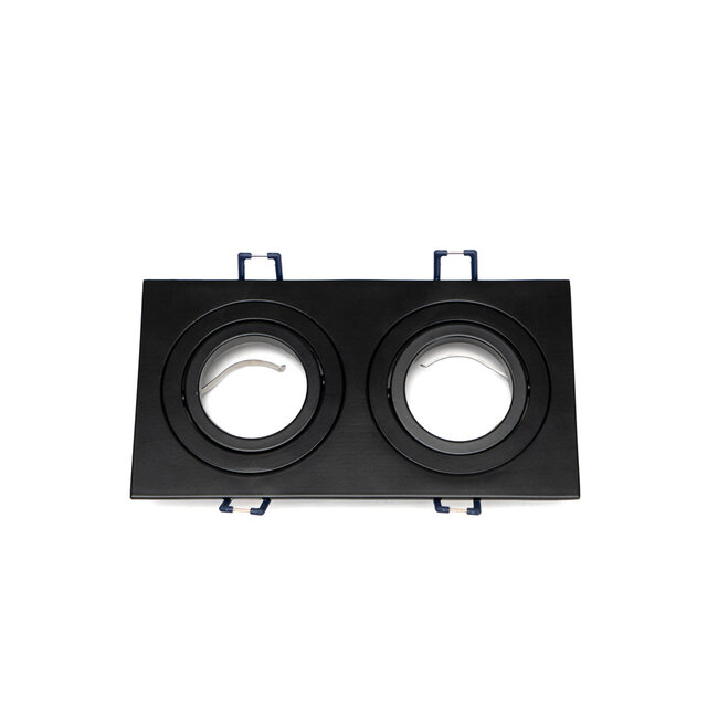 PURPL Dubbele Inbouwspot GU10 Armatuur - Lage Inbouwhoogte - GU10 Fitting - 175x92x25 mm - Kantelbaar - Aluminium - IP44 - Zwart