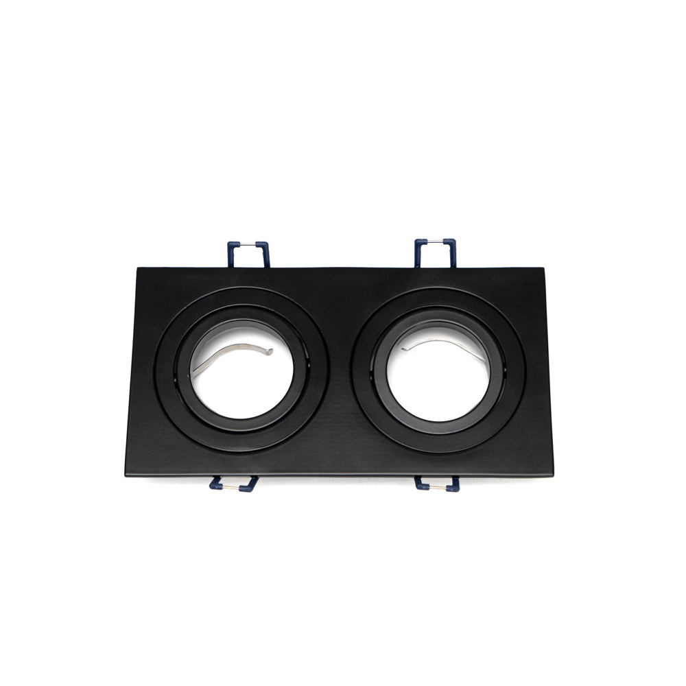 PURPL Dubbele Inbouwspot GU10 Armatuur - Lage Inbouwhoogte - GU10 Fitting - 175x92x25 mm - Kantelbaar - Aluminium - IP44 - Zwart, foto 5 van 6