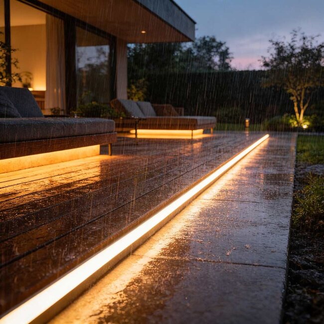 Neon LED strip - 5 M - 140 LED's p/m - 24V - 3000K Warm Wit - IP66