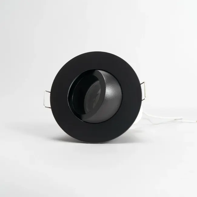 GU10 Ronde Inbouwspot Armatuur -  Ø85mm x 45mm - IP65 - Kantelbaar - Incl. fitting - Zwart Aluminium