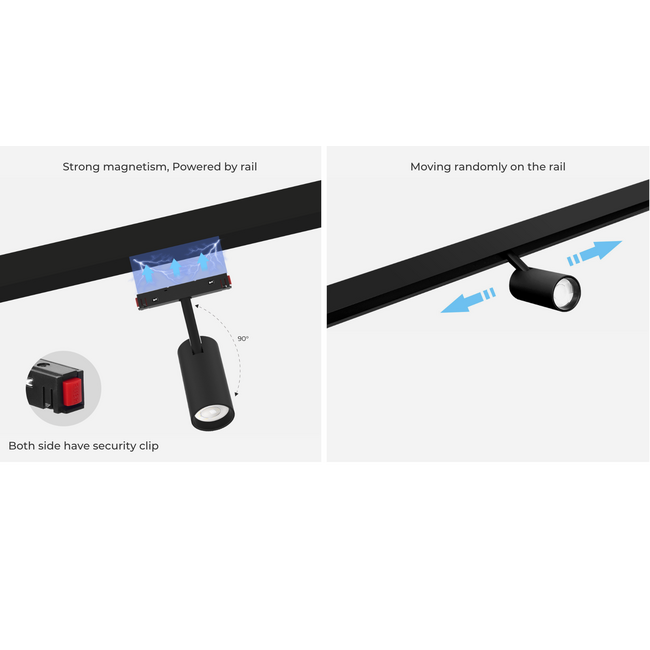 48V Magnetische Railspot - Ø63x130mm - RGB+CCT (2700-6500K) - Zigbee 3.0 + 2.4GHz - 12W - 1000 lm - Dimbaar - Zwart