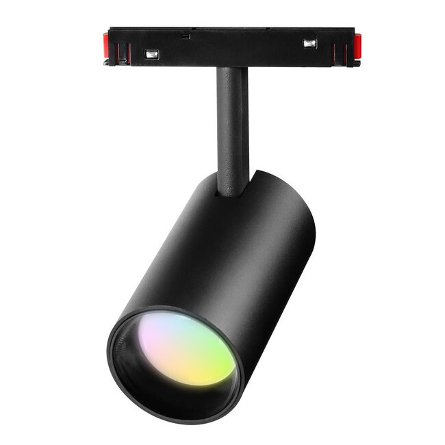 48V Magnetische Railspot - Ø63x130mm - RGB+CCT (2700-6500K) - Zigbee 3.0 + 2.4GHz - 12W - 1000 lm - Dimbaar - Zwart