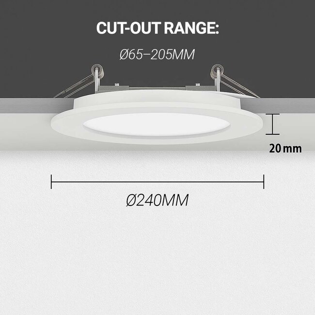 LED downlight -  PIR Sensor - 10W/13W/16W - ø240mm - 3CT (3000K/ 4000K/ 5700K) - Inbouw - Interne driver - Rond - Wit
