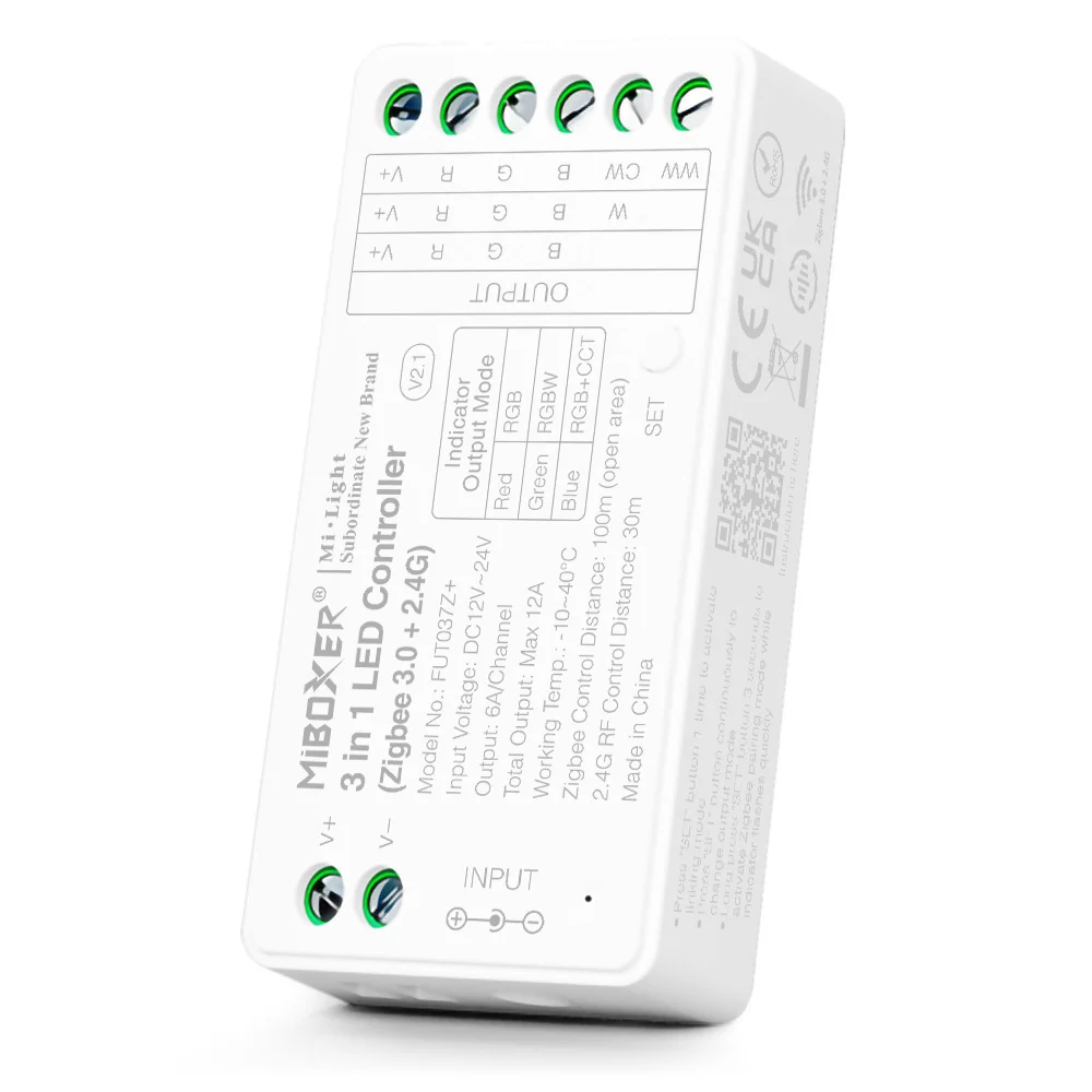 MiBoxer/Mi-Light Miboxer LED Controller - 3-in-1 - Zigbee 3.0 + 2.4GHz - RGB/RGBW/RGB+CCT - FUT037Z+