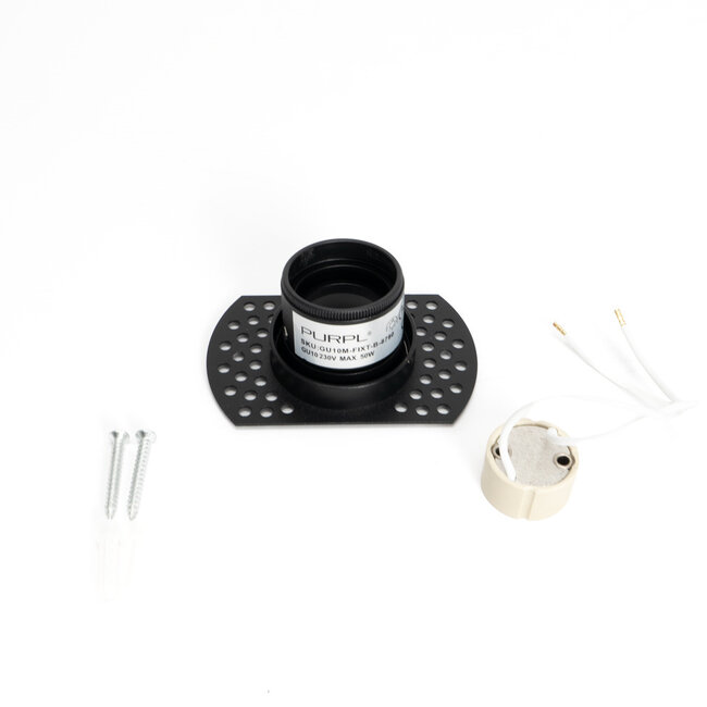 PURPL Inbouw Armatuur - GU10 - MR11 - Trimless - Ø90mm x 41,5mm - IP20 - Incl. GU10 fitting - Zwart Aluminium