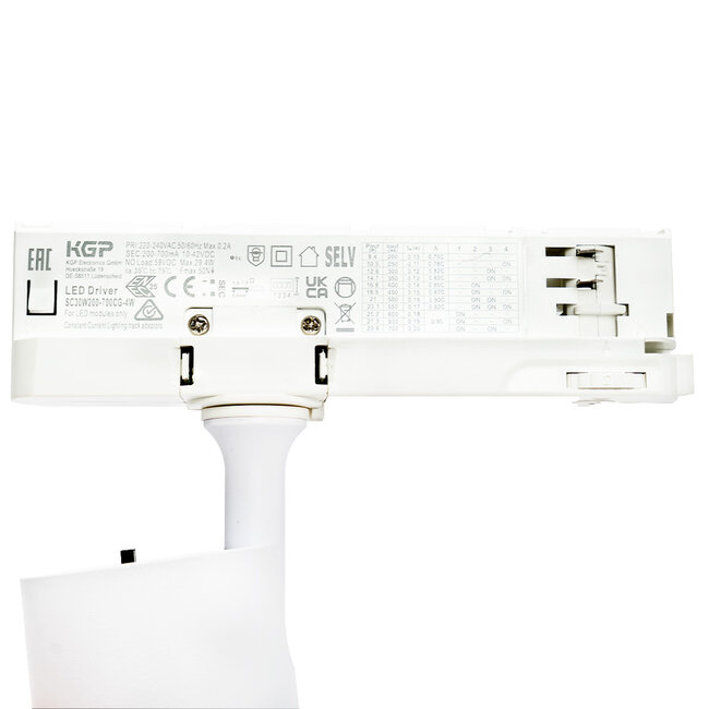 PURPL LED Railspot - 20W - 3CCT (3000K/4000K/6000K) - Ø60x130mm - 3-fase - Wit