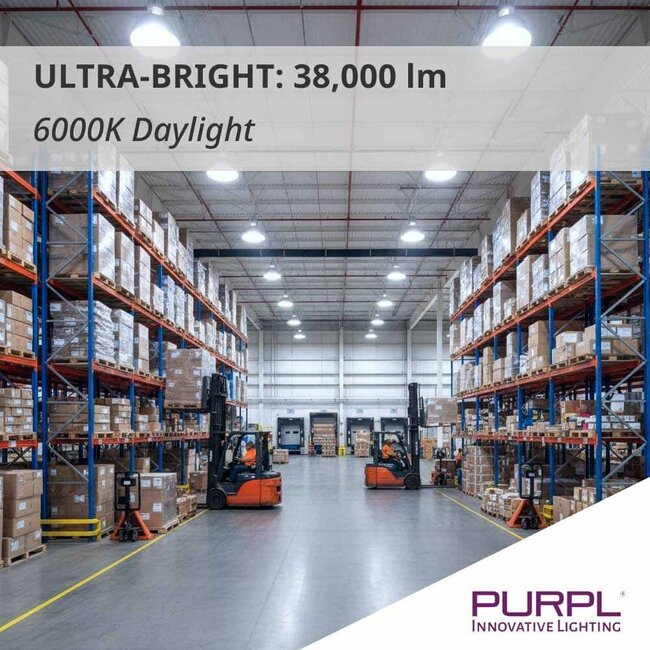 PURPL LED High Bay - 200W - 42.000 lm - 210 lm/W - 6000K Koud Wit - 110° - IP65 - IK08 - Dimbaar (DALI) - G8 - Flikkervrij