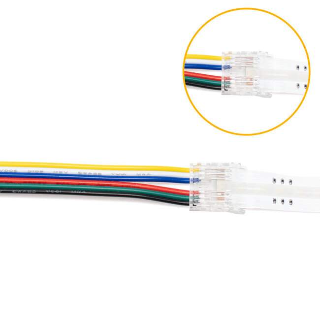 PURPL Cable Click Connectors (5 stuks) - Strip to Wire (15 cm draad) - IP20 - Voor COB LED Strips RGB+CCT