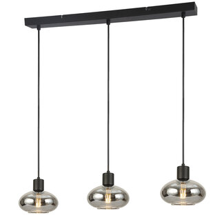 PURPL UFO Design Hanglamp - 3-Lichts - Smoke glazen - E27 fittings - Rechthoekige Plafondplaat