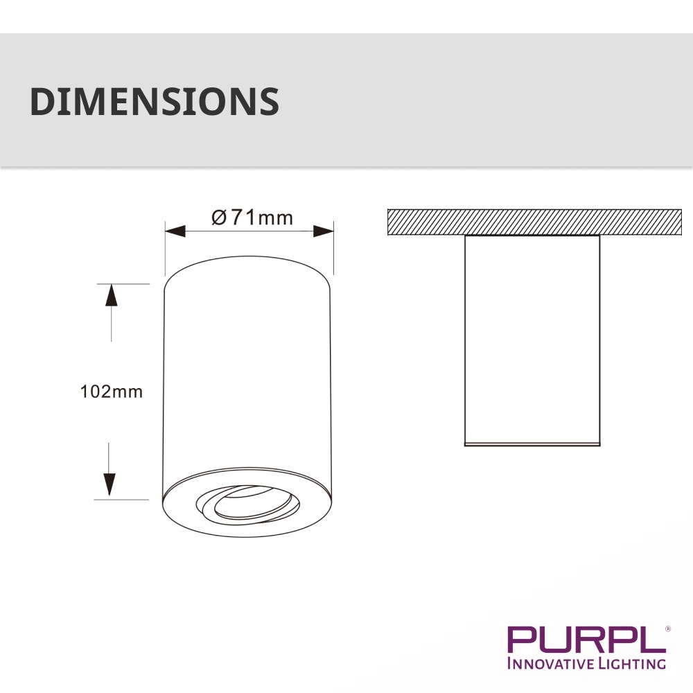PURPL LED opbouwspot - Ø71 mm - GU10 fitting - IP54 - Kantelbaar - Rond - Wit, foto 4 van 6