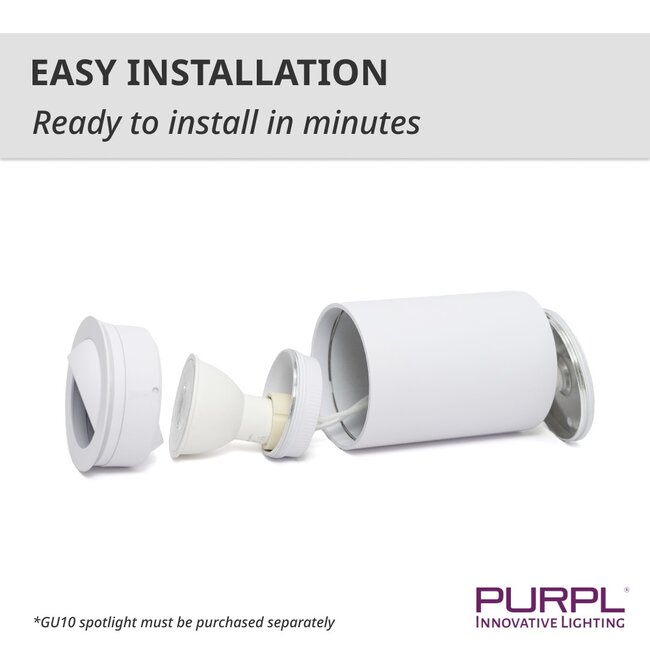 PURPL LED opbouwspot - Ø71 mm - GU10 fitting - IP54 - Kantelbaar - Rond - Wit