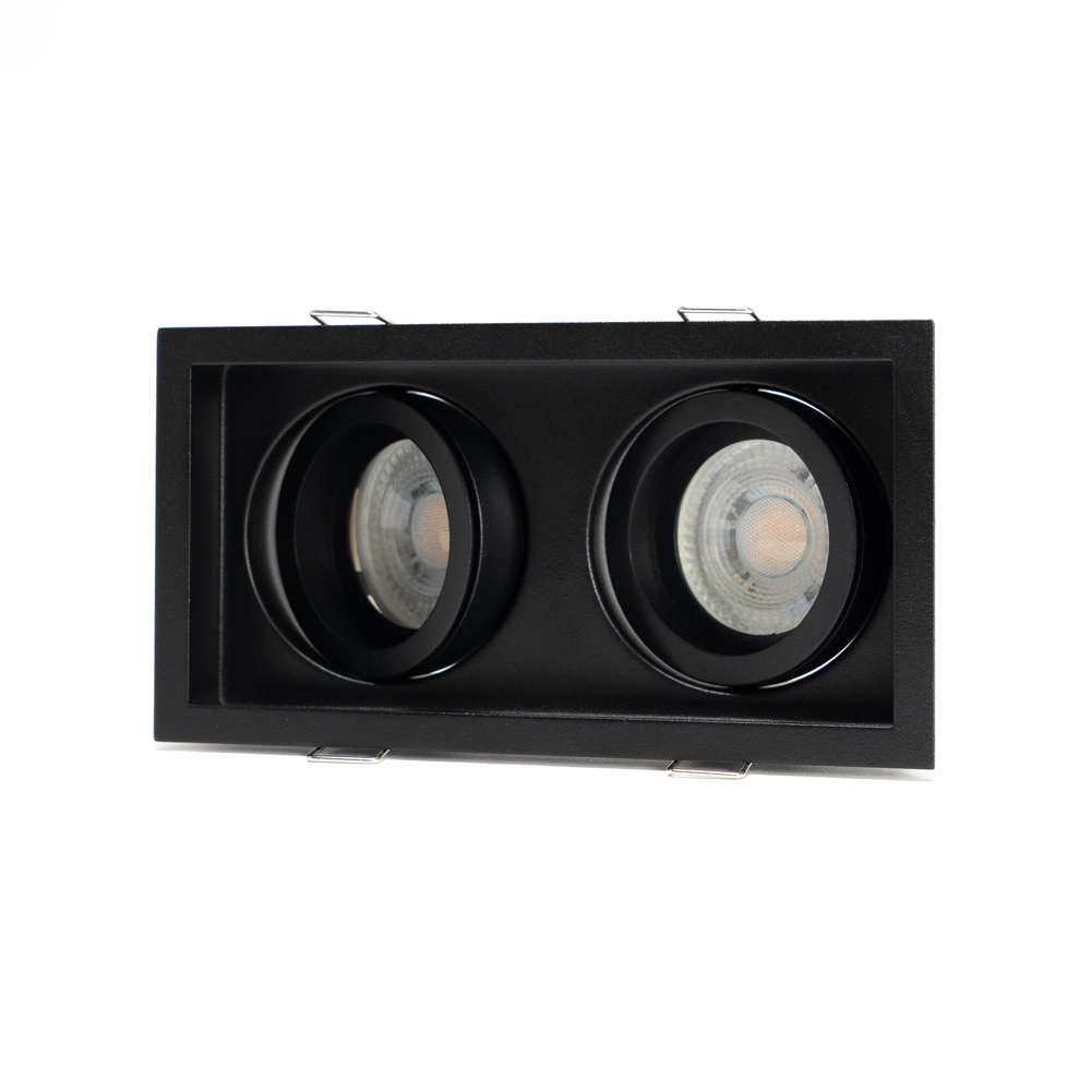 PURPL Dubbele inbouwspot GU10 Armatuur - GU10 fitting - 166x88x46 mm - Kantelbaar - Metaal - IP20 - Zwart, foto 2 van 6