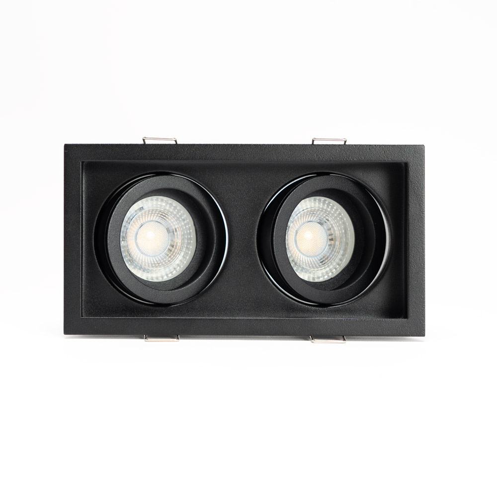 PURPL Dubbele inbouwspot GU10 Armatuur - GU10 fitting - 166x88x46 mm - Kantelbaar - Metaal - IP20 - Zwart, foto 3 van 6