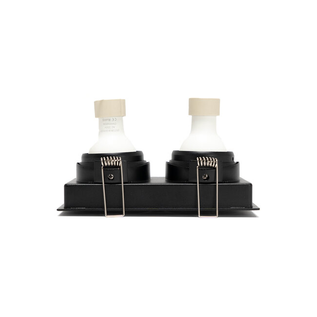 PURPL Dubbele inbouwspot GU10 Armatuur - GU10 fitting - 166x88x46 mm - Kantelbaar - Metaal - IP20 - Zwart