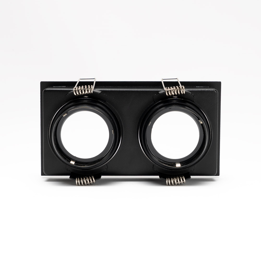 PURPL Dubbele inbouwspot GU10 Armatuur - GU10 fitting - 166x88x46 mm - Kantelbaar - Metaal - IP20 - Zwart, foto 5 van 6