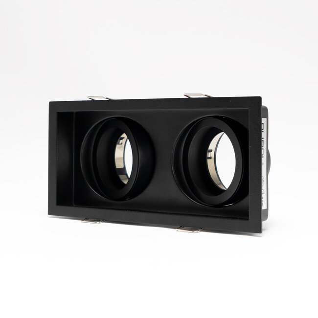 PURPL Dubbele inbouwspot GU10 Armatuur - GU10 fitting - 166x88x46 mm - Kantelbaar - Metaal - IP20 - Zwart