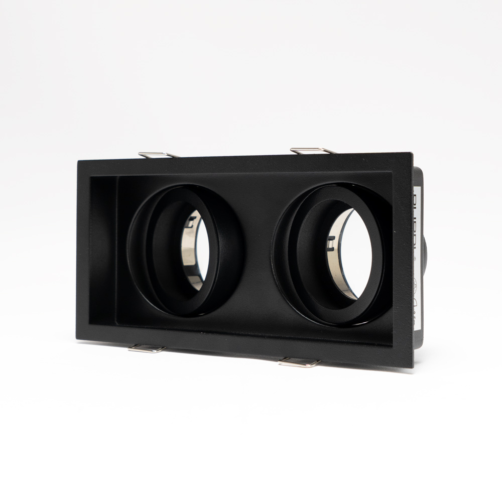 PURPL Dubbele inbouwspot GU10 Armatuur - GU10 fitting - 166x88x46 mm - Kantelbaar - Metaal - IP20 - Zwart, foto 6 van 6