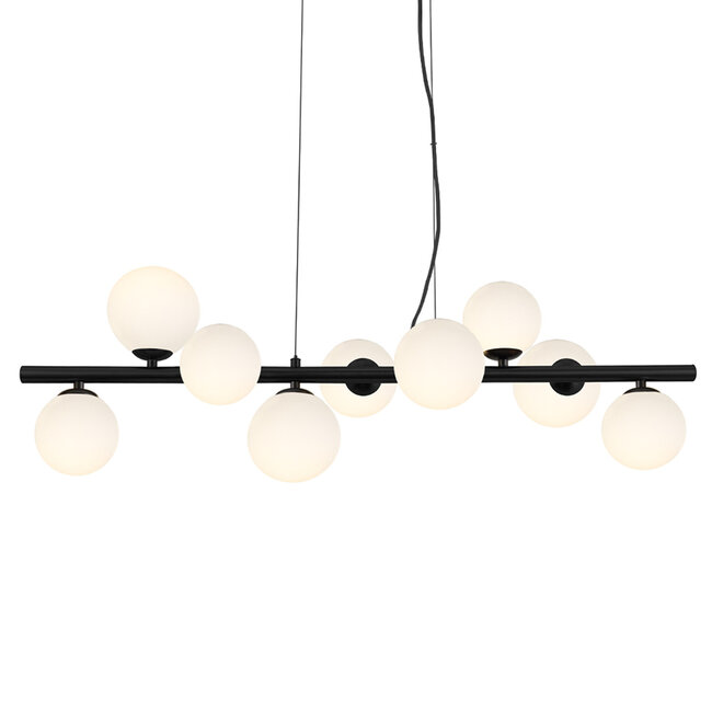 PURPL Scala Balls Design Hanglamp - 9-Lichts - Opaalglas - G9 fittings - Rechthoekige Plafondplaat