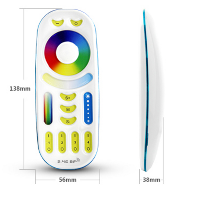 MiBoxer/Mi-Light MiBoxer Afstandsbediening - FUT092 - RGB + CCT (2700K-6500K) - 4 Zones - RF 2.4Ghz
