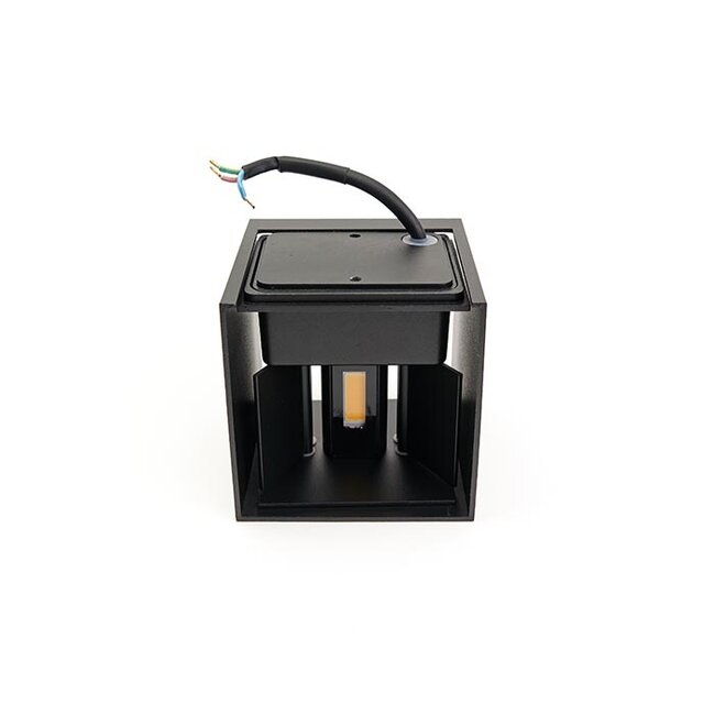 PURPL COB LED wandlamp - 6W - 3000K Warm Wit - Up & Down Light - IP54 - Voor Buiten en Binnen - Kubus - Zwart