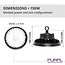 PURPL LED High Bay - 150W - 22.500 lm - 150 lm/W - 4000K Helder Wit - 110° - IP65 - IK10 - Dimbaar - G7 - Flikkervrij