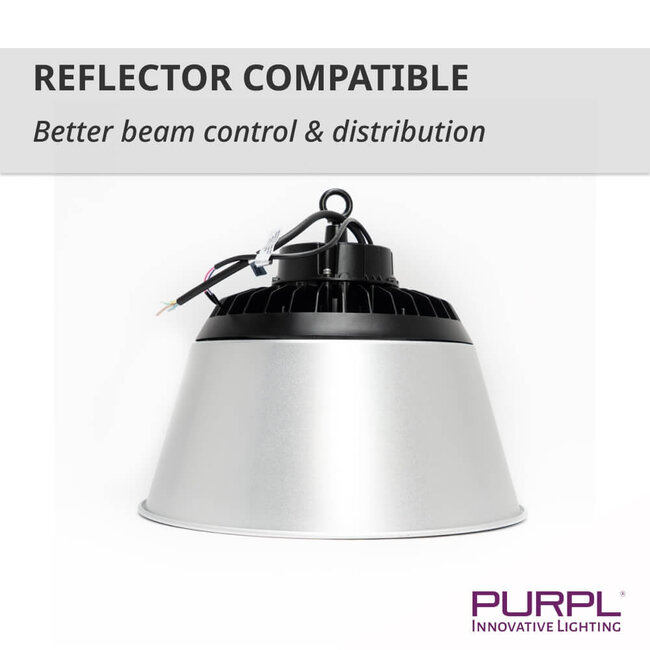 PURPL LED High Bay - 200W - 30.000 lm - 150 lm/W - 6000K Koud Wit - 110° - IP65 - IK10 - Dimbaar - G7 - Flikkervrij