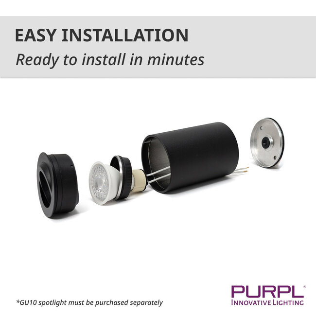 PURPL LED opbouwspot - Ø71 mm - GU10 fitting - IP54 - Kantelbaar - Rond - Zwart