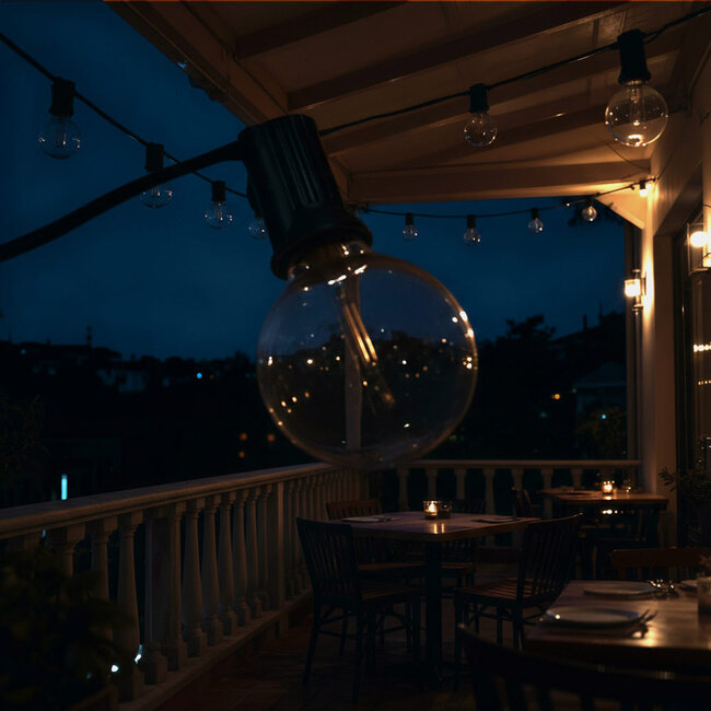 PURPL Lichtsnoer / Lichtslinger - 24V - 5,5 m + 3 m - Kogel G40 - 2700K - 10 lampen - IP44 - met Afstandbediening
