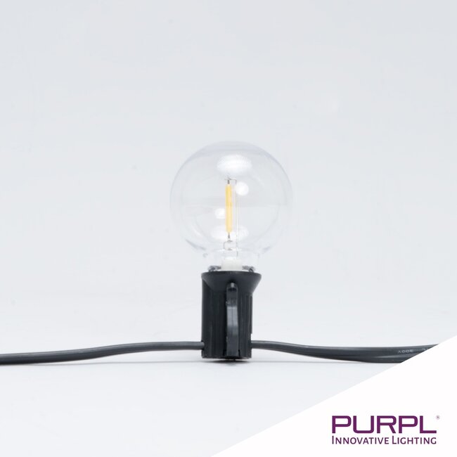 PURPL Lichtsnoer / Lichtslinger - 24V - 5,5 m + 3 m - Kogel G40 - 2700K - 10 lampen - IP44 - met Afstandbediening