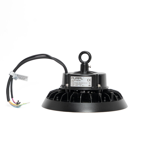 PURPL LED High Bay - 100W - 15.000 lm - 150 lm/W - 4000K Helder Wit - 110° - IP65 - IK10 - Dimbaar - G7 - Flikkervrij