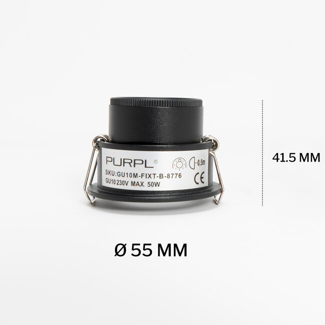 PURPL Inbouw Armatuur - GU10 - MR11 - Ø55mm x 41,5mm - IP20 - Incl. GU10 fitting - Zwart Aluminium